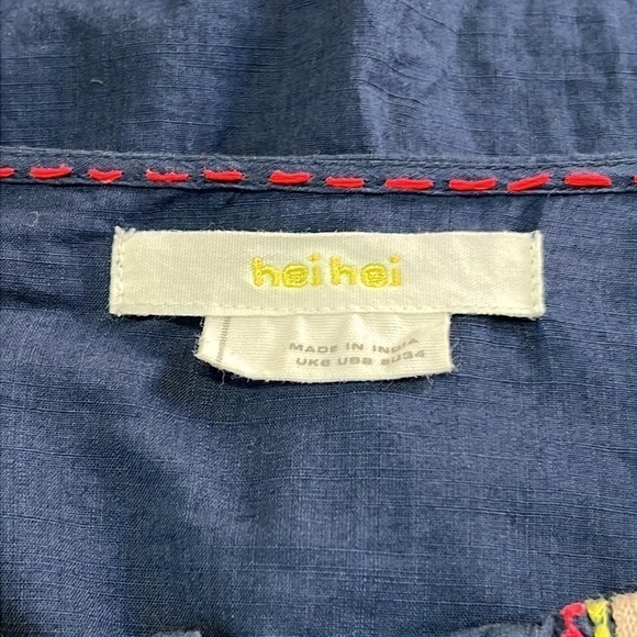 ANTHROPOLOGIE Hei Hei Navy Embroidered Tunic Top, Size 2 - Picture 5 of 8